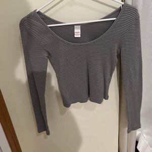 Grey and white striped top